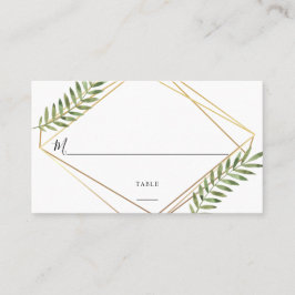 Cartão De Lugar Casamento Geométrico Chic com Frame Dourado Eucaly