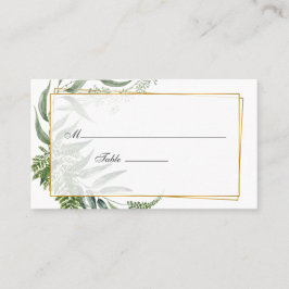 Cartão De Lugar Casamento Geométrico Herbário de Aquarela