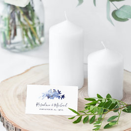 Cartão De Lugar Casamento Minimalista Azul Moderno e Marinho de Sc