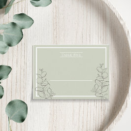 Cartão De Lugar Casamento minimalista com folhas de eucalipto em l