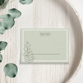 Cartão De Lugar Casamento minimalista de eucalipto com linha fina