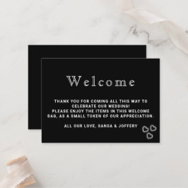 Cartão De Lugar Casamento Minimalista Preto e Branco Elegante