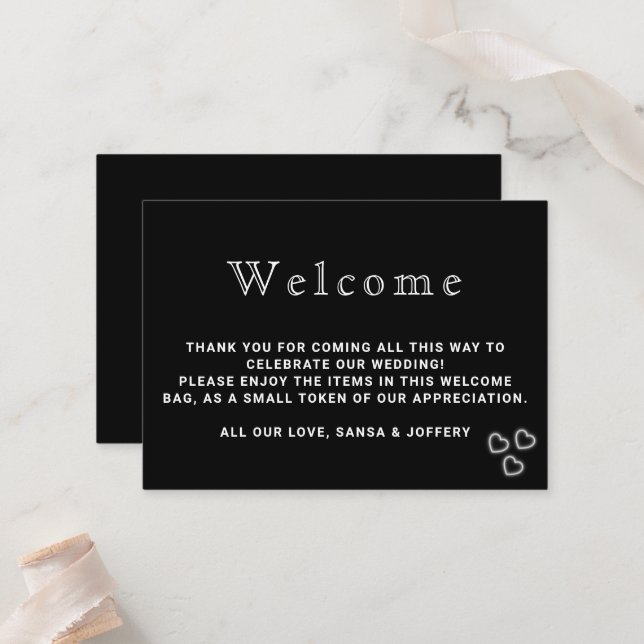 Cartão De Lugar Casamento Mínimo Elegante Preto e Branco (Frente/Verso In Situ)