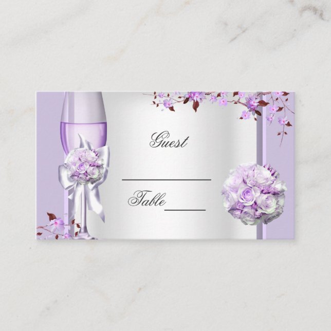 Cartão De Lugar Casamento Nome Local Lavanda Roxo Lilás 4 (Frente)