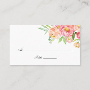 Cartão De Lugar Casamento Peônias Aquarela