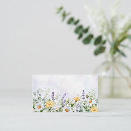 Cartão De Lugar Casamento Personalizado com Aquarela de Flor Silve
