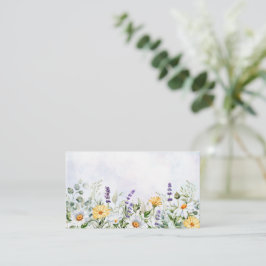 Cartão De Lugar Casamento Personalizado com Aquarela de Flor Silve