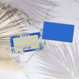 Cartão De Lugar Casamento Romântico Azul Floral