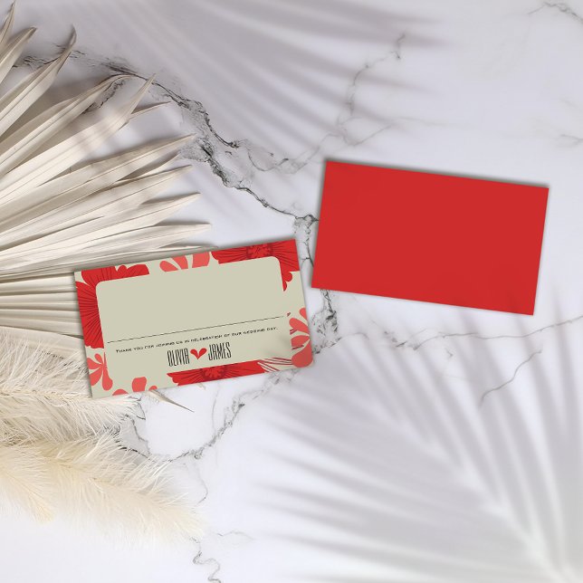 Cartão De Lugar Casamento Romântico Vermelho Floral (Criador carregado)