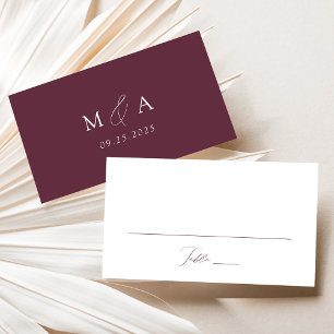 Cartão De Lugar Casamento Roxo de Letra Elegante Moderna
