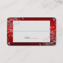 Cartão De Lugar Casamento Ruby Red Swirl Elegante Nome Longo