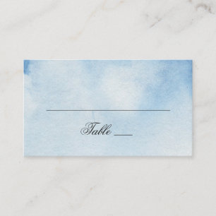 Cartão De Lugar Casamento simples com azul de água. inverno modern