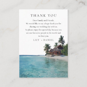 Cartão De Lugar Casamento Tropical em Aquarela Obrigado