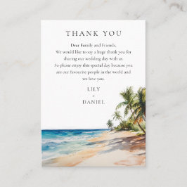 Cartão De Lugar Casamento Tropical em Aquarela Obrigado