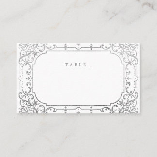 Cartão De Lugar Casamento vintage ornamentado romântico de prata