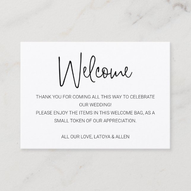 Cartão De Lugar Casual Rustic Weding Bem-vindo Gift Bag Basket (Frente)