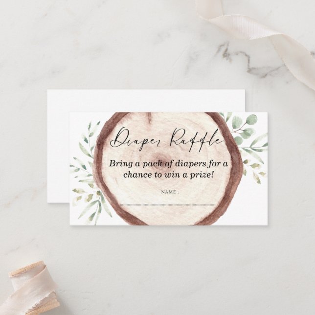 Cartão De Lugar Chá de fraldas de fralda Raffle (Frente/Verso In Situ)