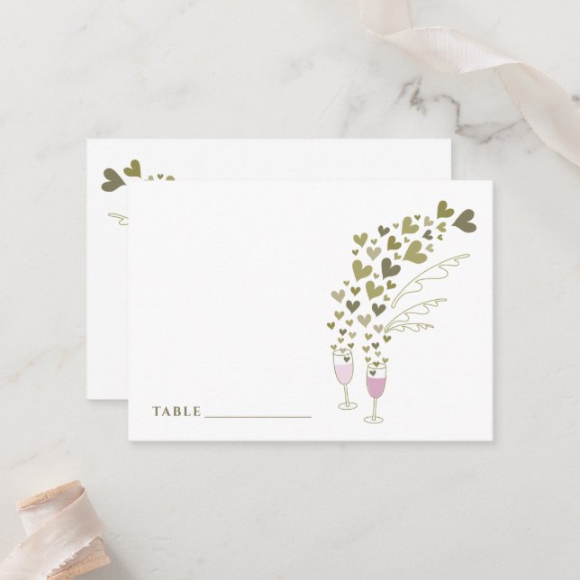 Cartão De Lugar Champanhe Cor-De-Rosa E Casamento Chic Dourado (Frente/Verso In Situ)