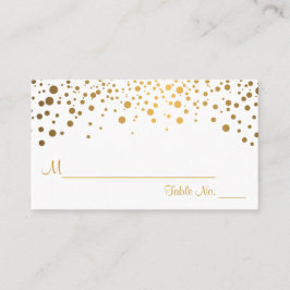 Cartão De Lugar Chevron branco e Dourado e pontos Confetti 2