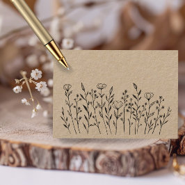 Cartão De Lugar Chic Elegant Wildflower simples - Kraft personaliz