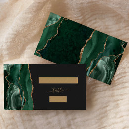 Cartão De Lugar Chic Emerald Green Dourado Agate Dark Wedk Escort