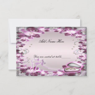 Cartão de lugar chic floral roxo na moda