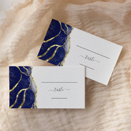 Cartão De Lugar Chic Navy Blue Gold Ink Wedding Escort