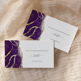Cartão De Lugar Chic Purple Gold Ink Wedding Escort
