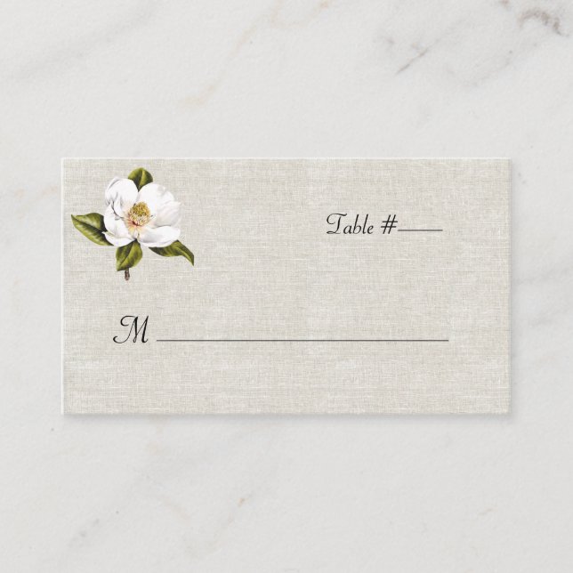Cartão De Lugar Chic White Magnolia Wedt Escort Card (Frente)