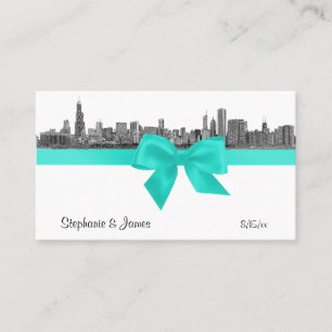 Cartão De Lugar Chicago Skyline Etch BW Placas Aqua Place #2