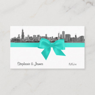 Cartão De Lugar Chicago Skyline Etch BW Placas Aqua Place #2