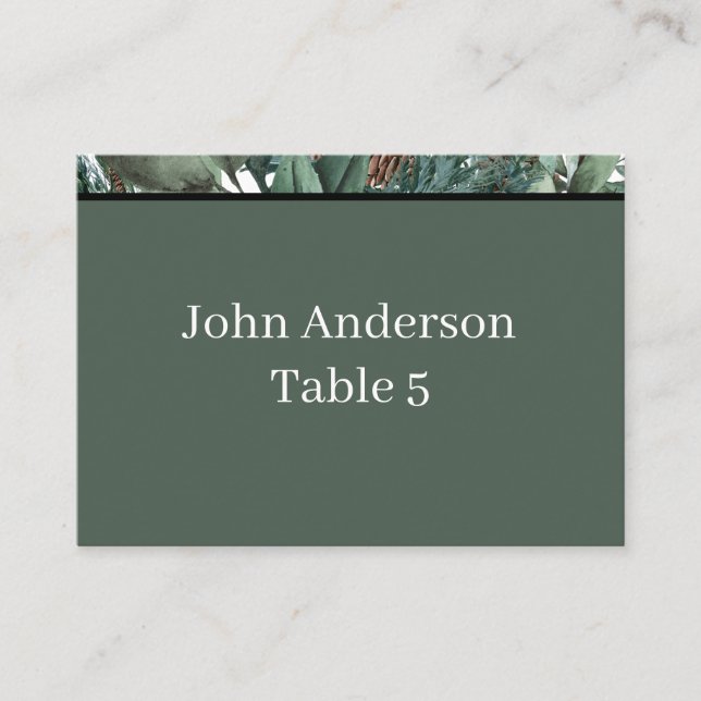 Cartão De Lugar Christmas Greenery Place Card (Frente)