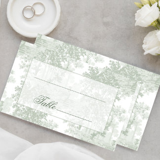 Cartão De Lugar Classic Sage Green Landscape Toile Wedding