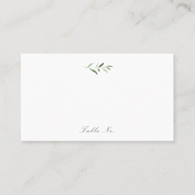 Cartão De Lugar Clássico Elegance Script Simples Casamento Verde (Frente)