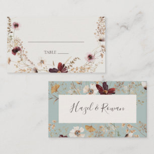 Cartão De Lugar Cobre Burgundy Teal Flat Wedding