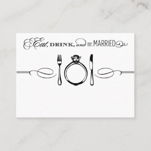 Cartão De Lugar Coma, Beba e Seja Casado Black Wedding