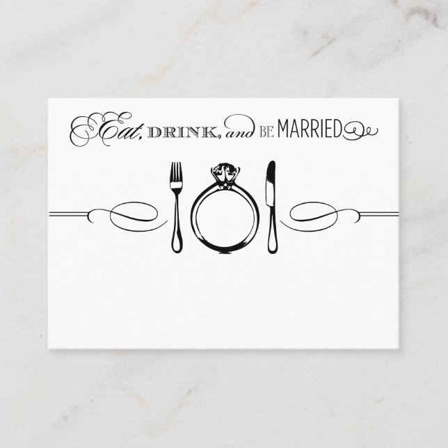 Cartão De Lugar Coma, Beba e Seja Casado Black Wedding (Frente)
