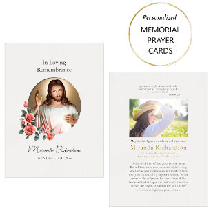 Cartão De Lugar Coração Sagrado de Jesus Cartola Funeral Católica