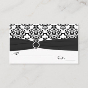 Cartão De Lugar Damasco preto e branco Placecards
