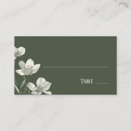 Cartão De Lugar Dark Sage Green Botanical Wedding
