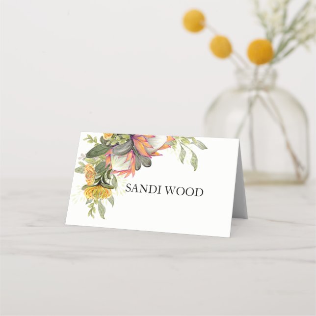 Cartão de lugar de Buquê do Rei Protea (Frente)