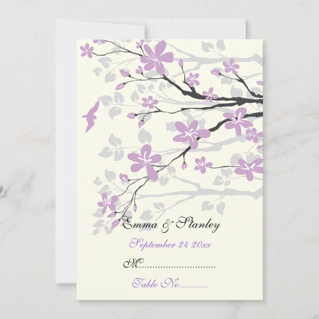 Cartão de lugar de casamento com flores de magnóli (Frente)