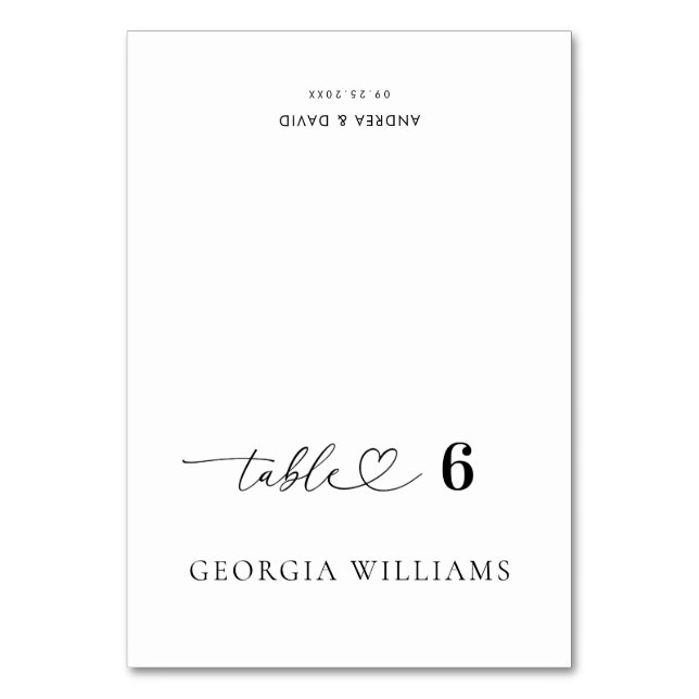 Cartão de lugar de casamento com nome do convidado (Frente)