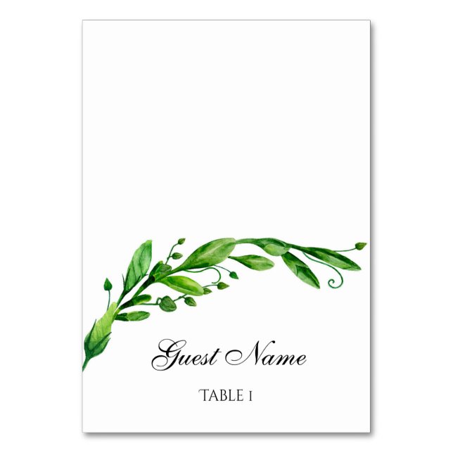 Cartão de lugar de casamento com verde. Cartão de  (Frente)