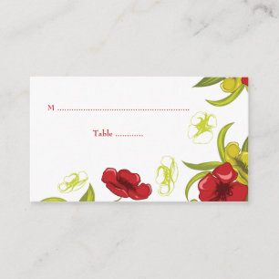 Cartão de lugar de casamento das flores de papoila