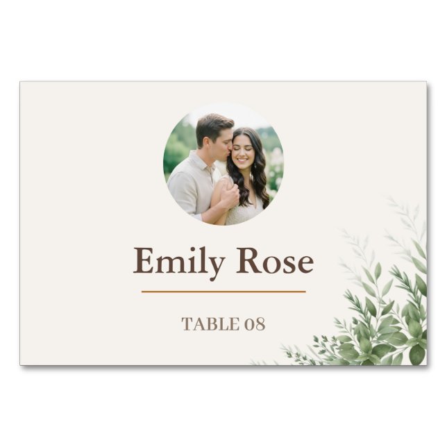 Cartão de Lugar de Casamento Personalizado Rústico (Frente)