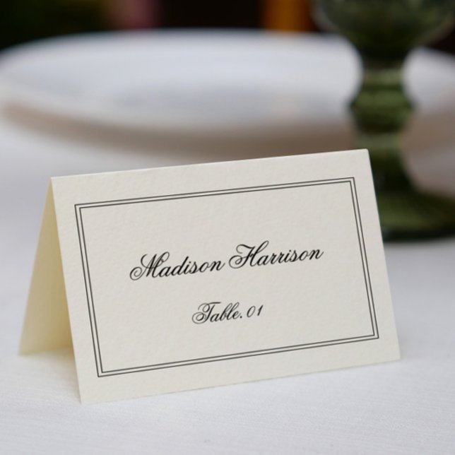 Cartão de Lugar de Casamento Preto e Branco Old Mo (Criador carregado)