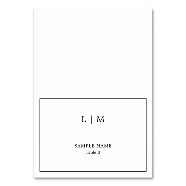 Cartão de Lugar de Casamento Simples Preto e Branc (Frente)