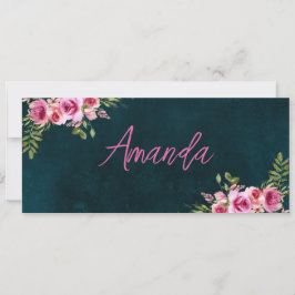 Cartão de Lugar de Casamento Solitário Verde Flora