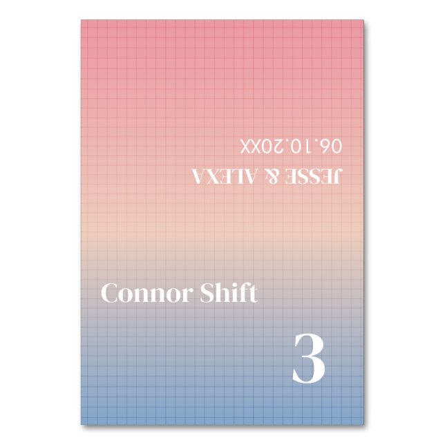 Cartão de lugar de casamento Vaporwave (Frente)